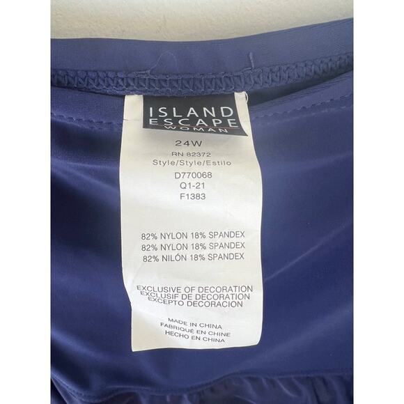 Island Escape Woman Navy Blue Plus Size Tummy Control Swim Skirt 24W - Picture 5 of 9